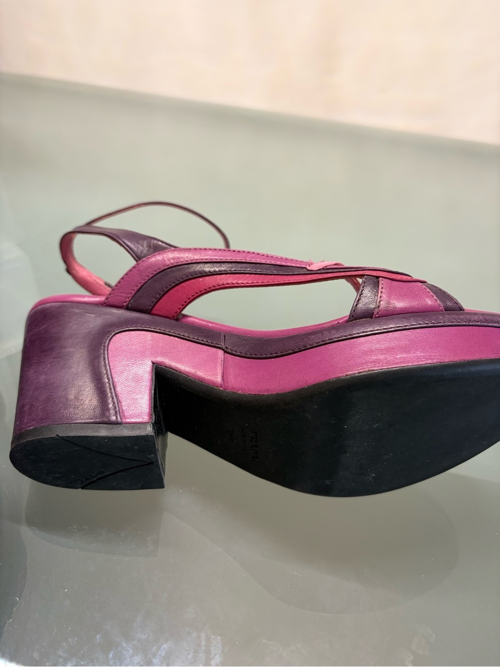Prada Fuchsia and Deep Purple Two-Tone Platform Sandals - Picture 5 of 14
